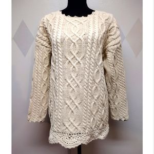 Yamamoto cream cable knit long sleeve sweater size L